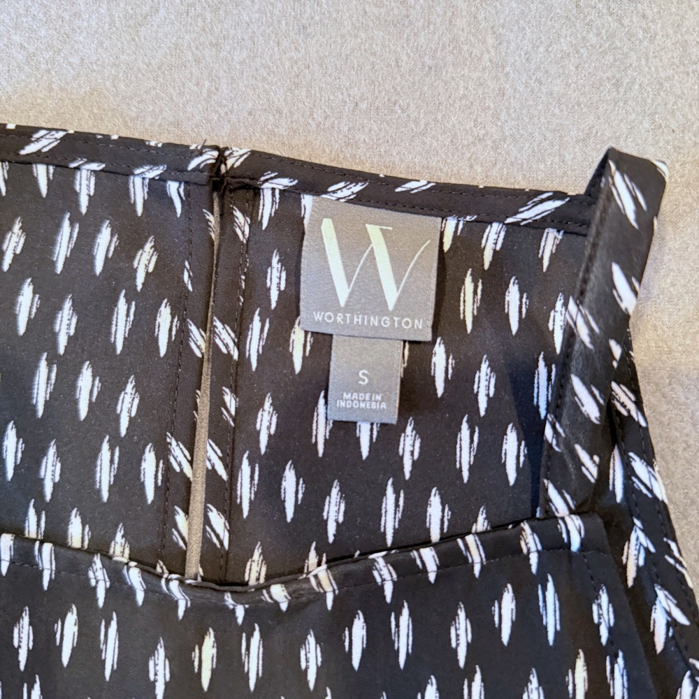 Worthington Black White Ikat Print Halter Neck Tank Top Women's Size S - Picture 5 of 10